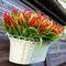 Artificial Flowers for Outdoors Plants - 20 Bundles Fake Lavender Plastic Faux Monkey Grass UV Resistant for Home Decorations (20, Red)